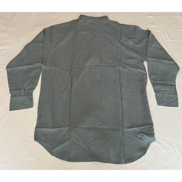 NWT VTG Jeffrey Banks Shirt Blue Silk Long Sleeve Button Down Sz L - Picture 2 of 5